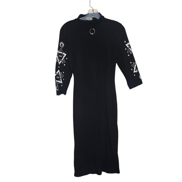 Disturbia Goth Sheath Dress Zodiac Symbols Mystical Cut Out Sexy Women 6 - Picture 9 of 14